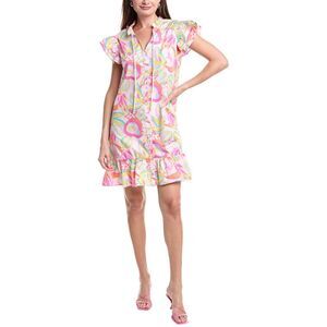 Ipponelli Womens  Ruffle Sleeve Shirtdress, Pink